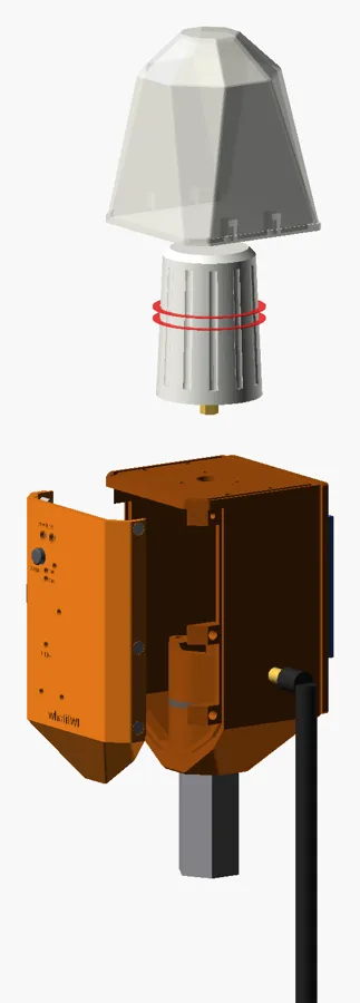 Exploded render of the helical rover enclosure