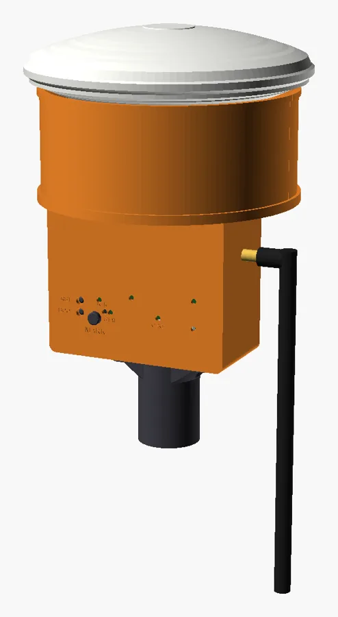 Render of the patch-antenna rover variant on a pole